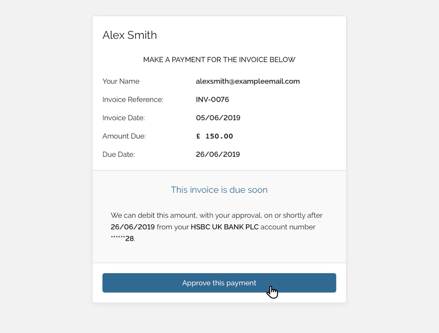 Paying an invoice by Direct Debit using the “Pay now” button Support